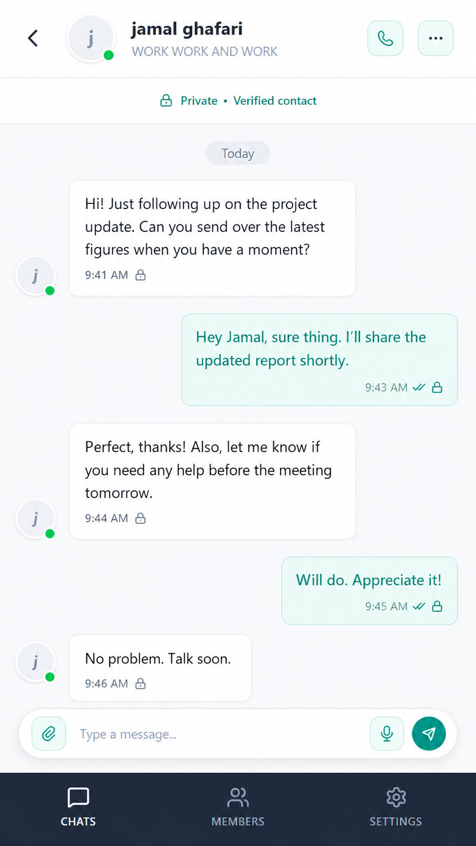 Oryno private messaging app