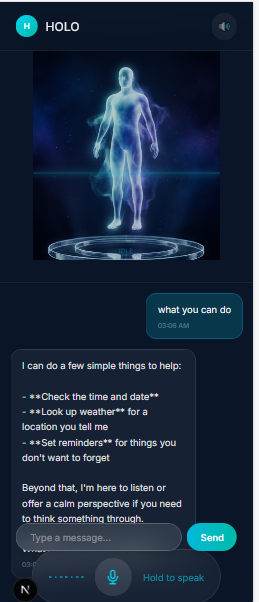 HOLO AI presence assistant mobile view
