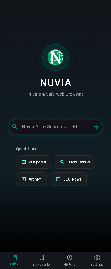 Nuvia privacy-first family-safe browser